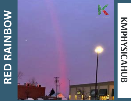 view of a red rainbow in a street